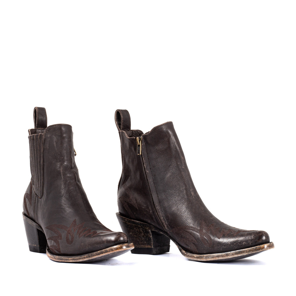 Santiags basses chocolat avec zip - Fury chocolate - Santiags femme