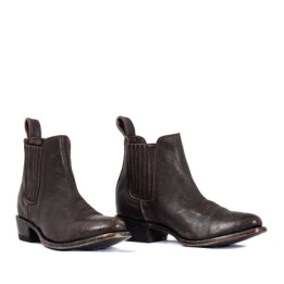 Bottines santiag en cuir chocolat - Estudio bis chocolate - Santiags femme