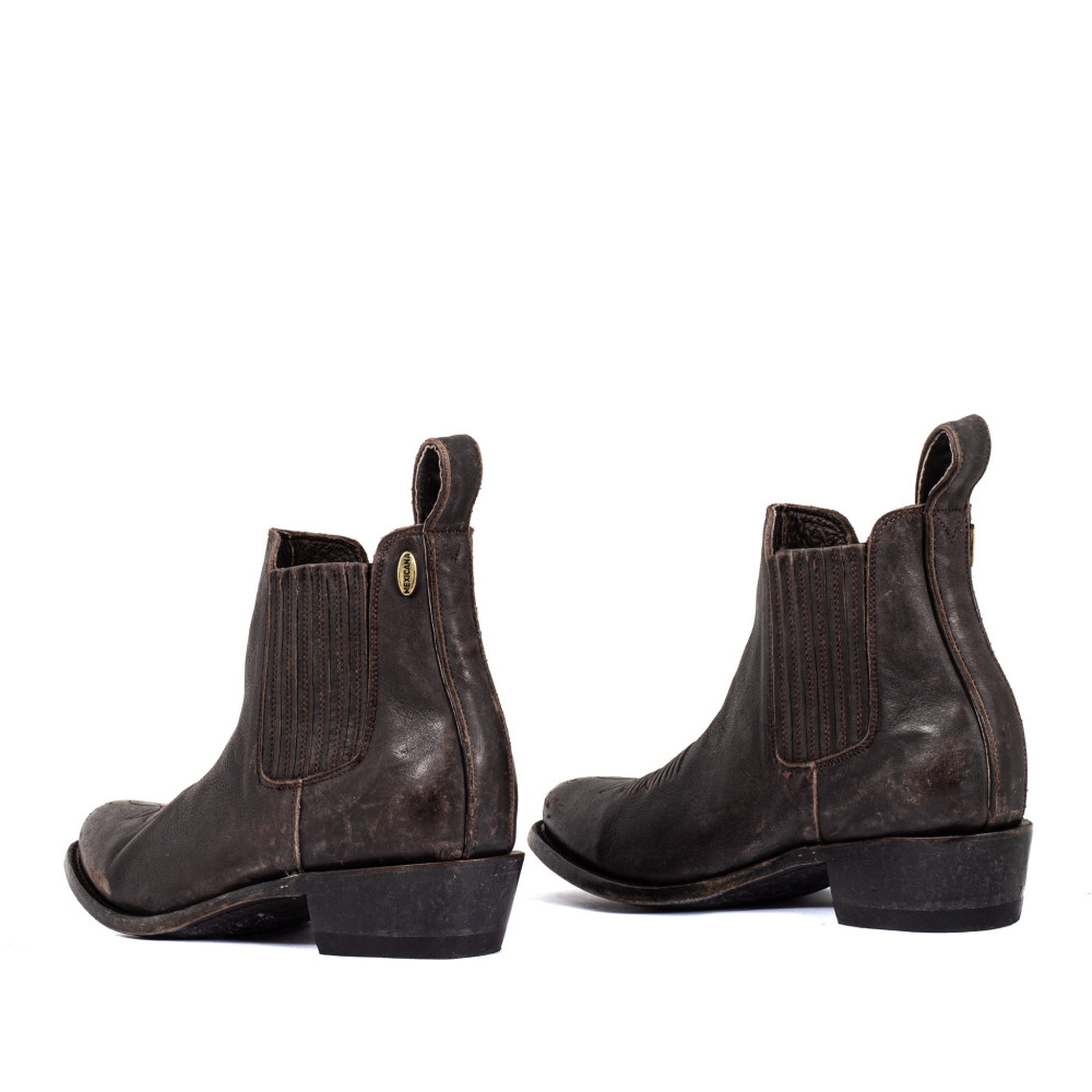 Bottines santiag en cuir chocolat - Estudio bis chocolate - Santiags femme