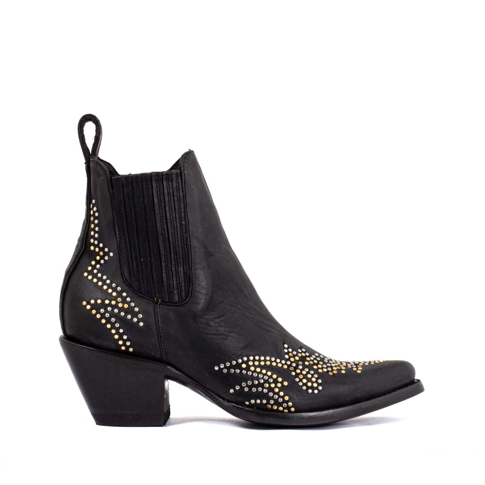 Santiags cloutées noires avec zip - Luxor zip black - Santiags femme