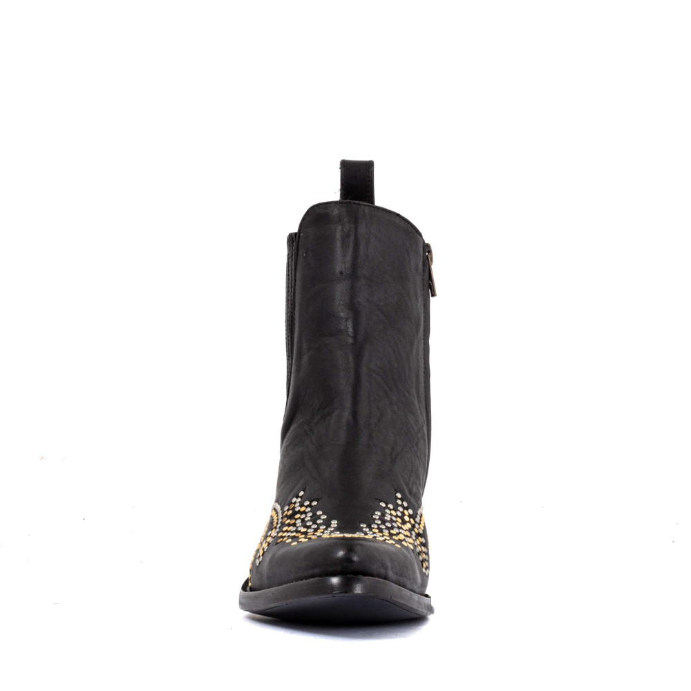 Santiags cloutées noires avec zip - Luxor zip black - Santiags femme