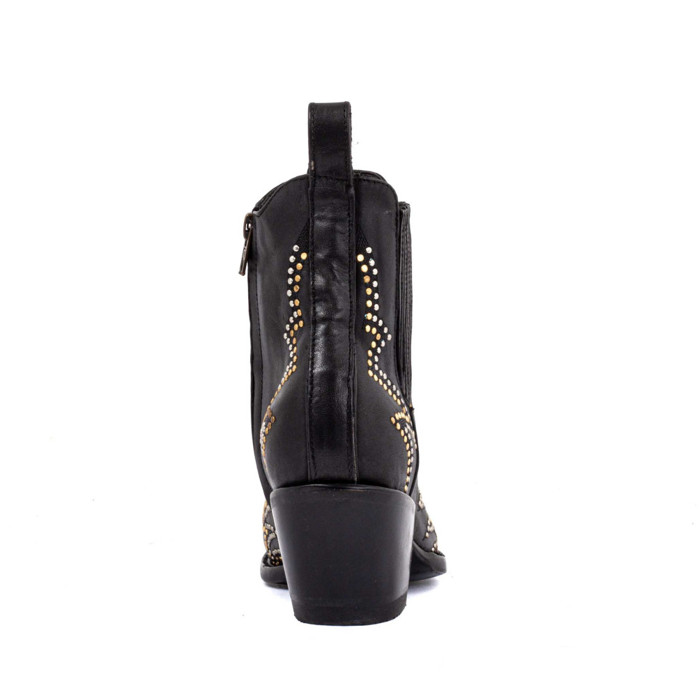 Santiags cloutées noires avec zip - Luxor zip black - Santiags femme