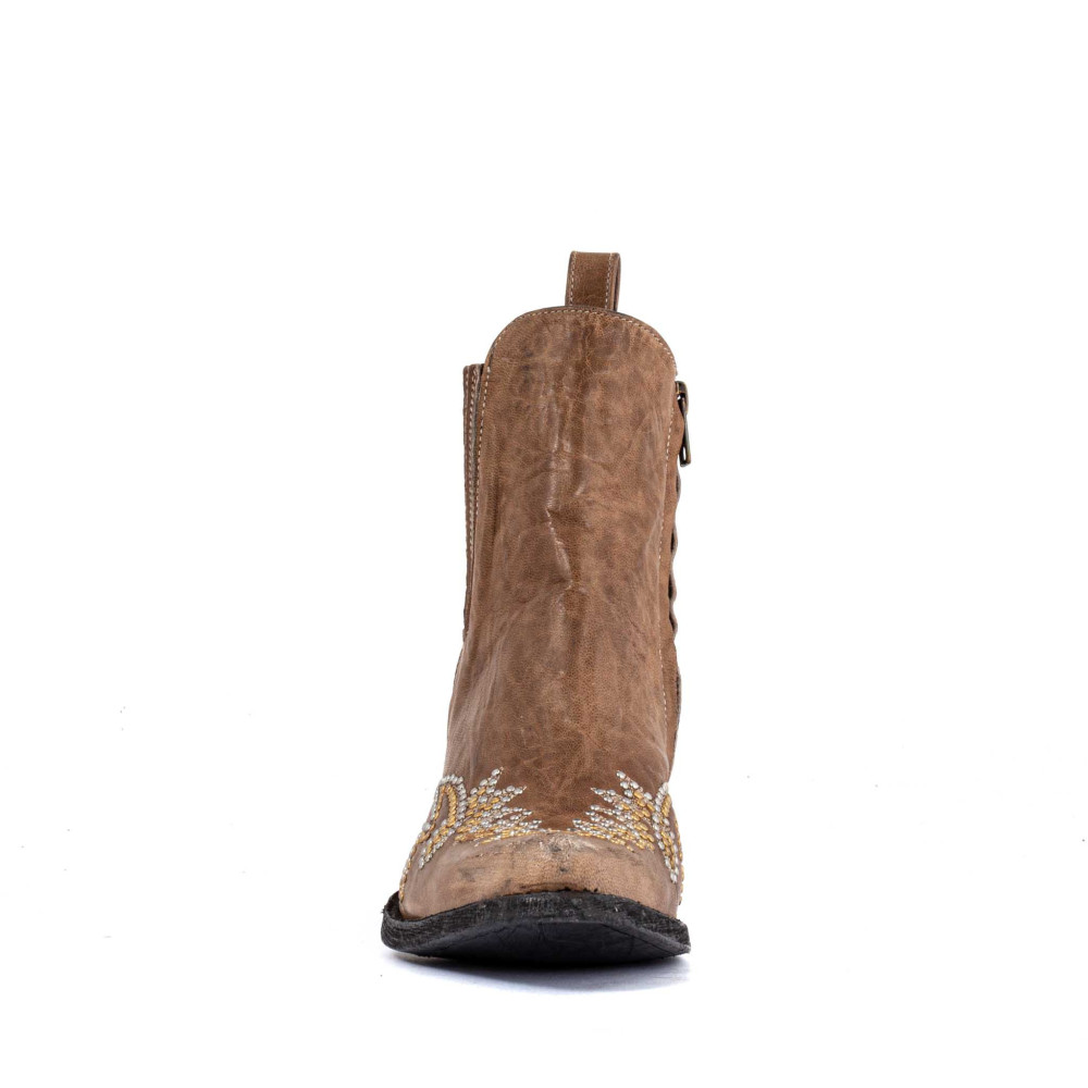 Santiags beiges cloutées avec zip - Luxor zip bone - Santiags femme