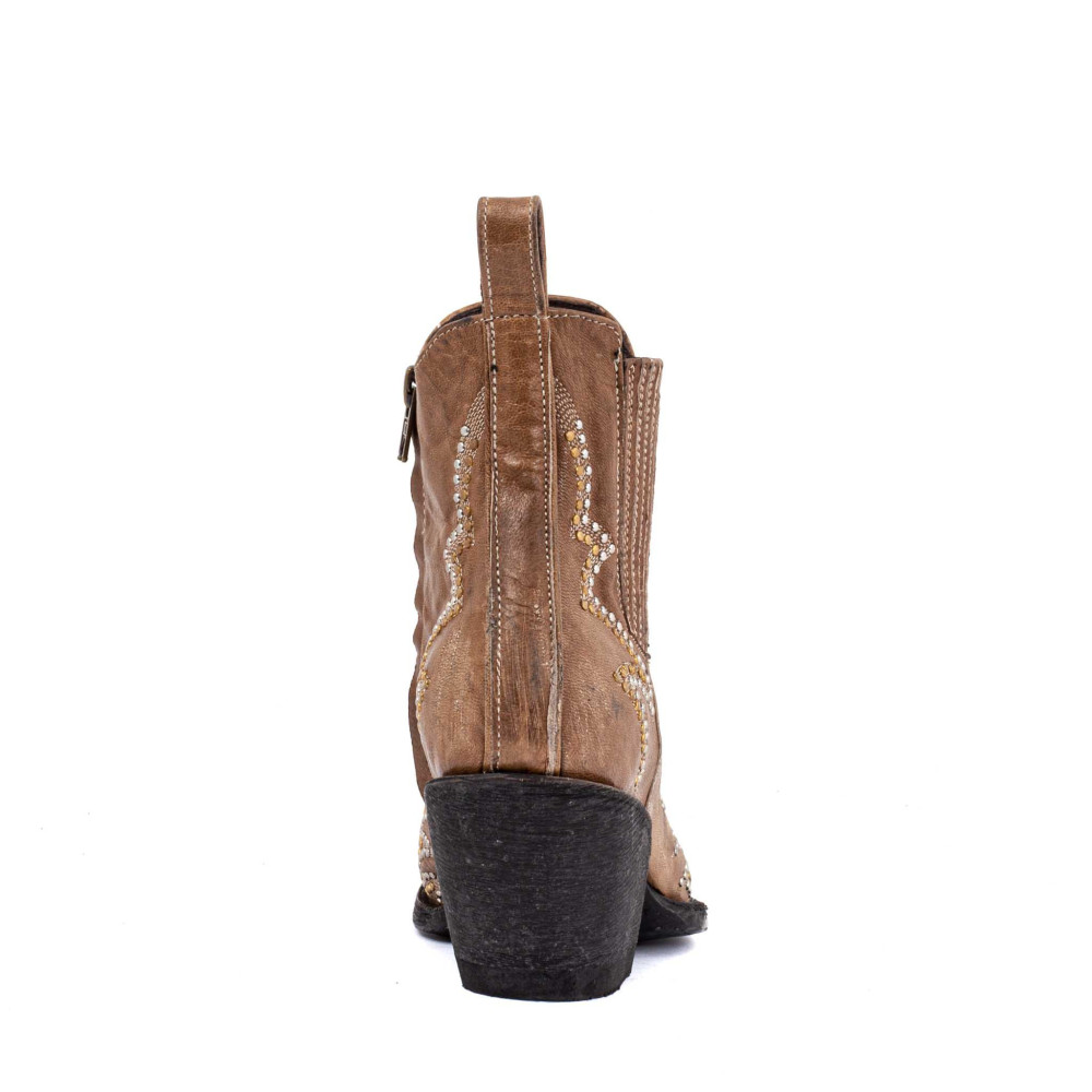 Santiags beiges cloutées avec zip - Luxor zip bone - Santiags femme