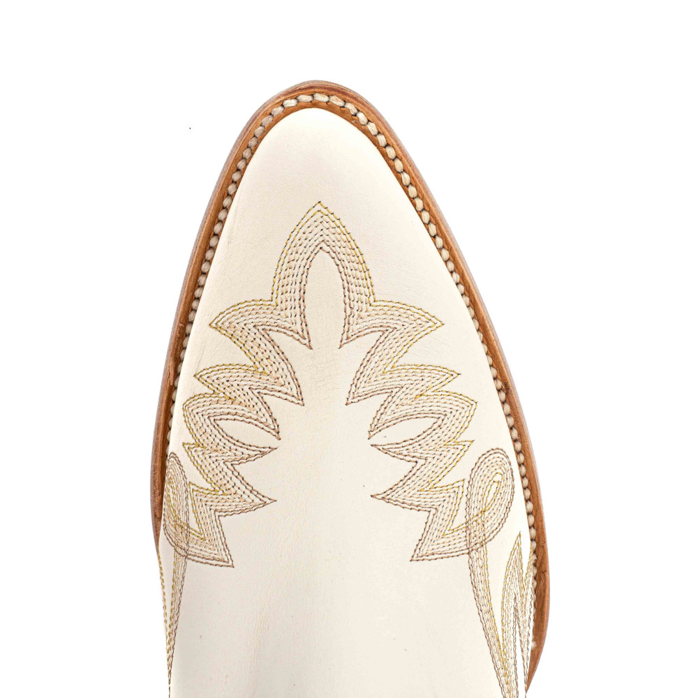 Santiags basses couleur crême avec zip - Fury white trigger - Santiags femme