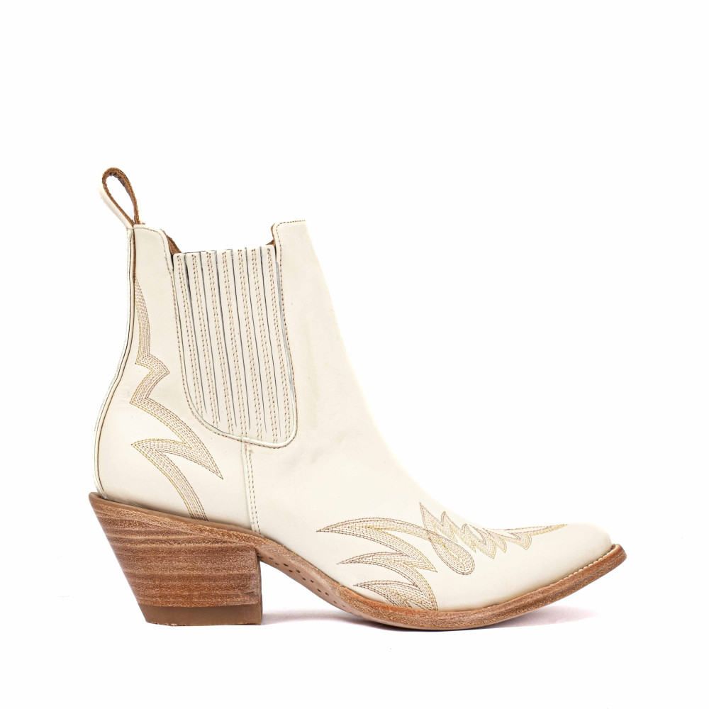 Santiags basses couleur crême avec zip - Fury white trigger - Santiags femme