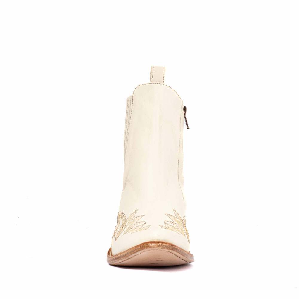 Santiags basses couleur crême avec zip - Fury white trigger - Santiags femme