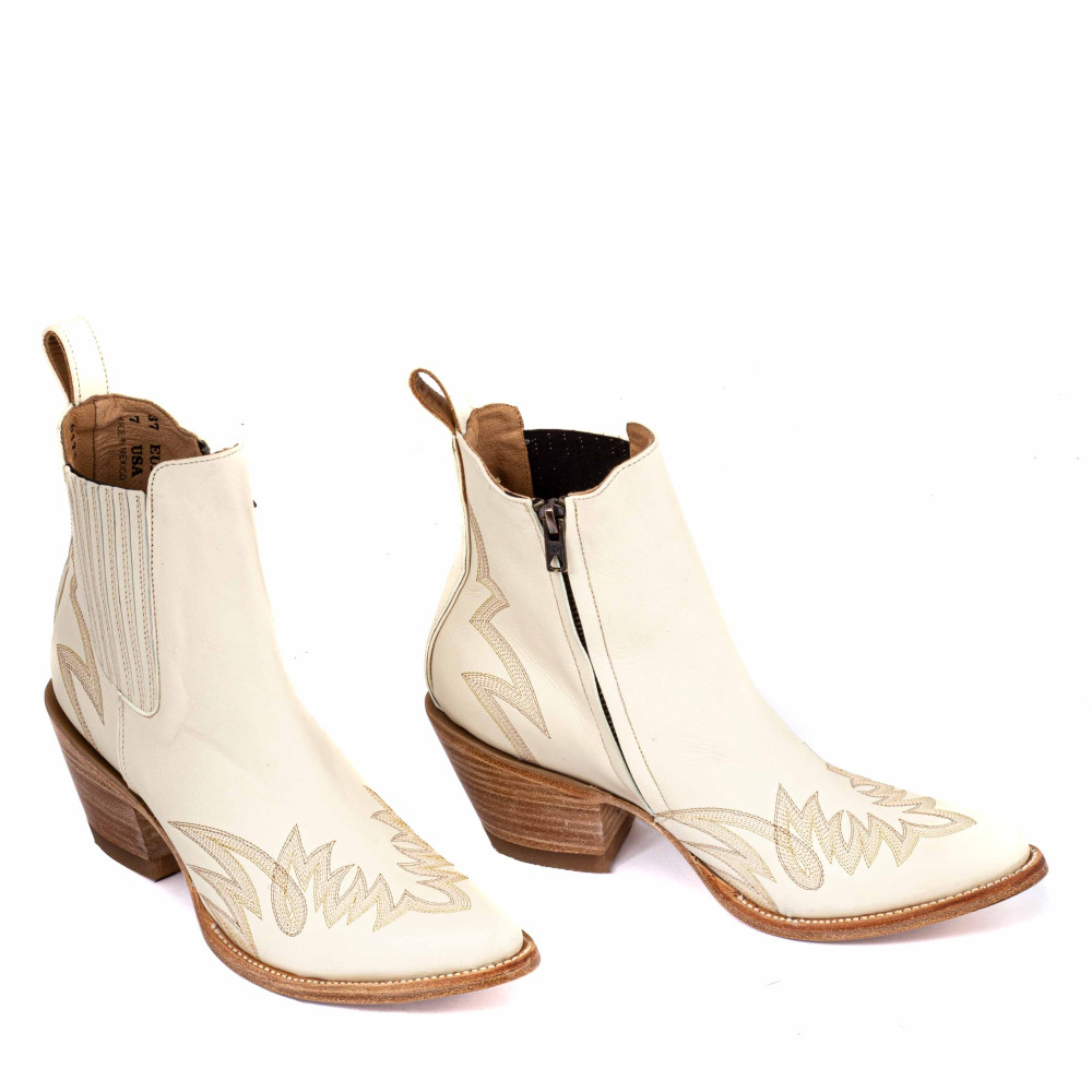 Santiags basses couleur crême avec zip - Fury white trigger - Santiags femme