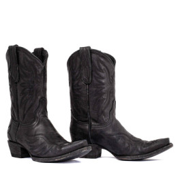 Bottes santiags en cuir noir vieilli, motif aigle - Aguila black - Santiags femme