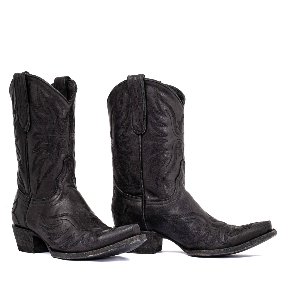 Bottes santiags en cuir noir vieilli, motif aigle - Aguila black - Santiags femme