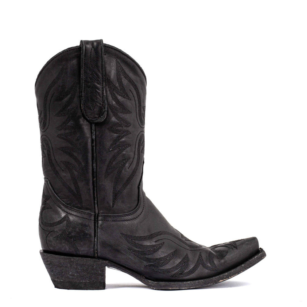 Bottes santiags en cuir noir vieilli, motif aigle - Aguila black - Santiags femme