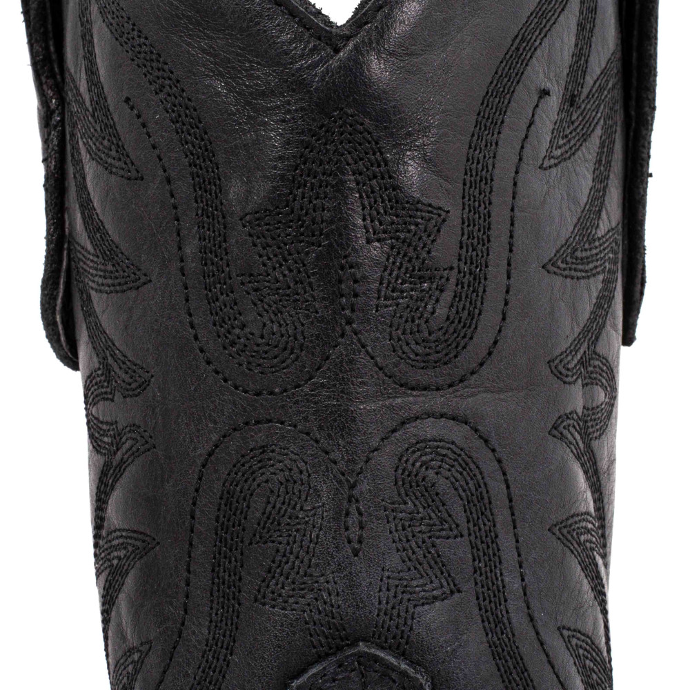 Bottes santiags en cuir noir vieilli, motif aigle - Aguila black - Santiags femme