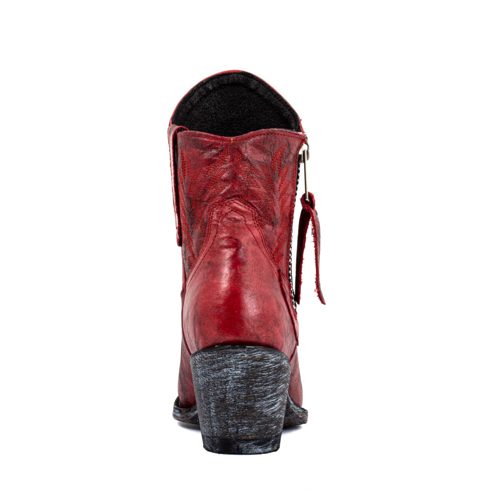 Santiags western à talon avec zip, cuir rouge - Razz 6 red - Santiags femme