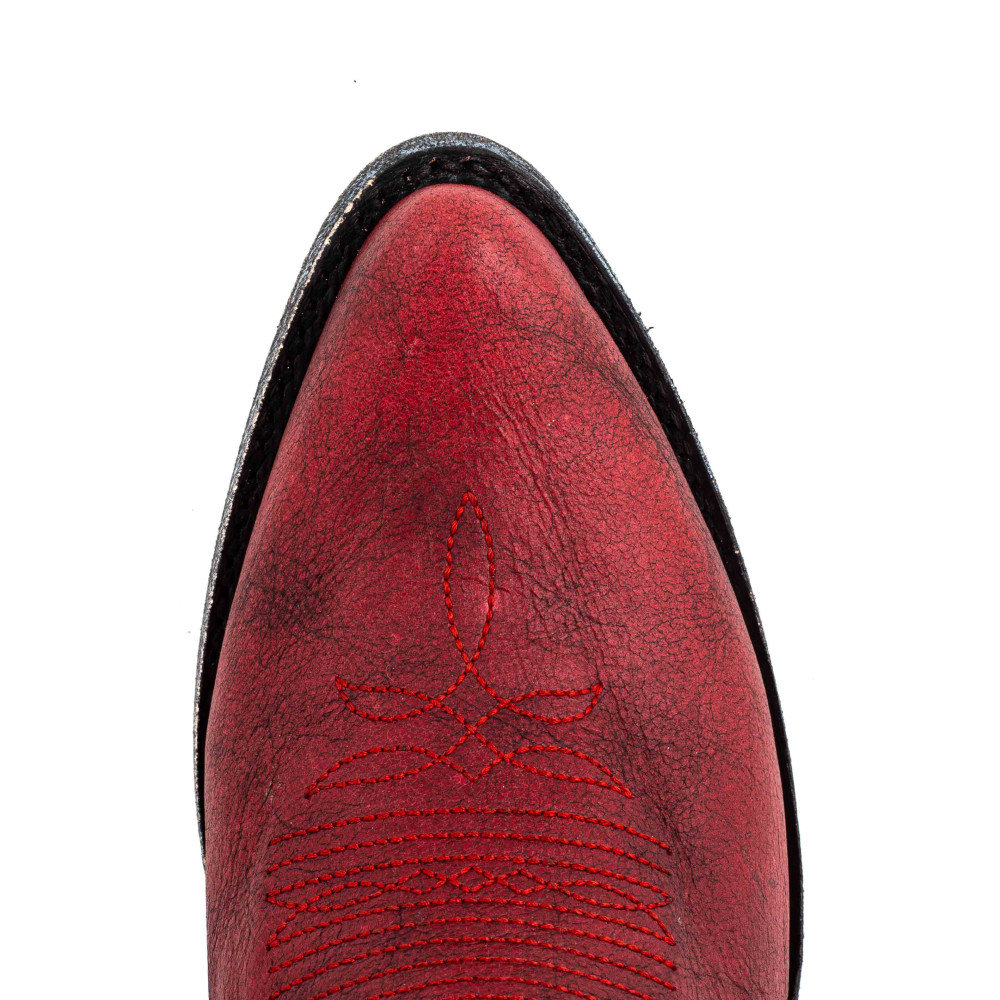 Santiags western à talon avec zip, cuir rouge - Razz 6 red - Santiags femme