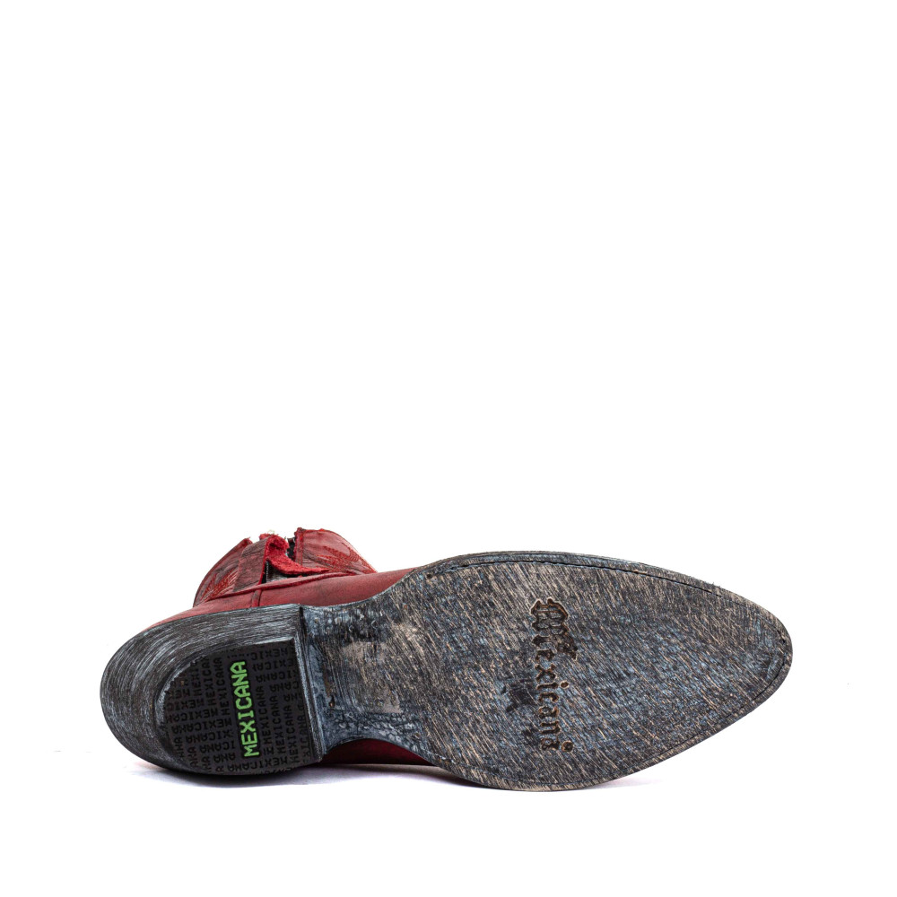 Santiags western à talon avec zip, cuir rouge - Razz 6 red - Santiags femme