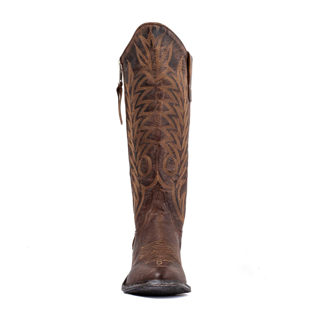 Bottes santiags avec zip en cuir marron vieilli - Razz 13 chocolate - Santiags femme