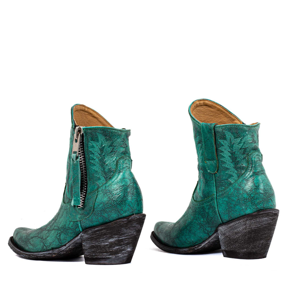Santiags western à talon avec zip, cuir turquoise - Razz 6 turquesa - Santiags femme