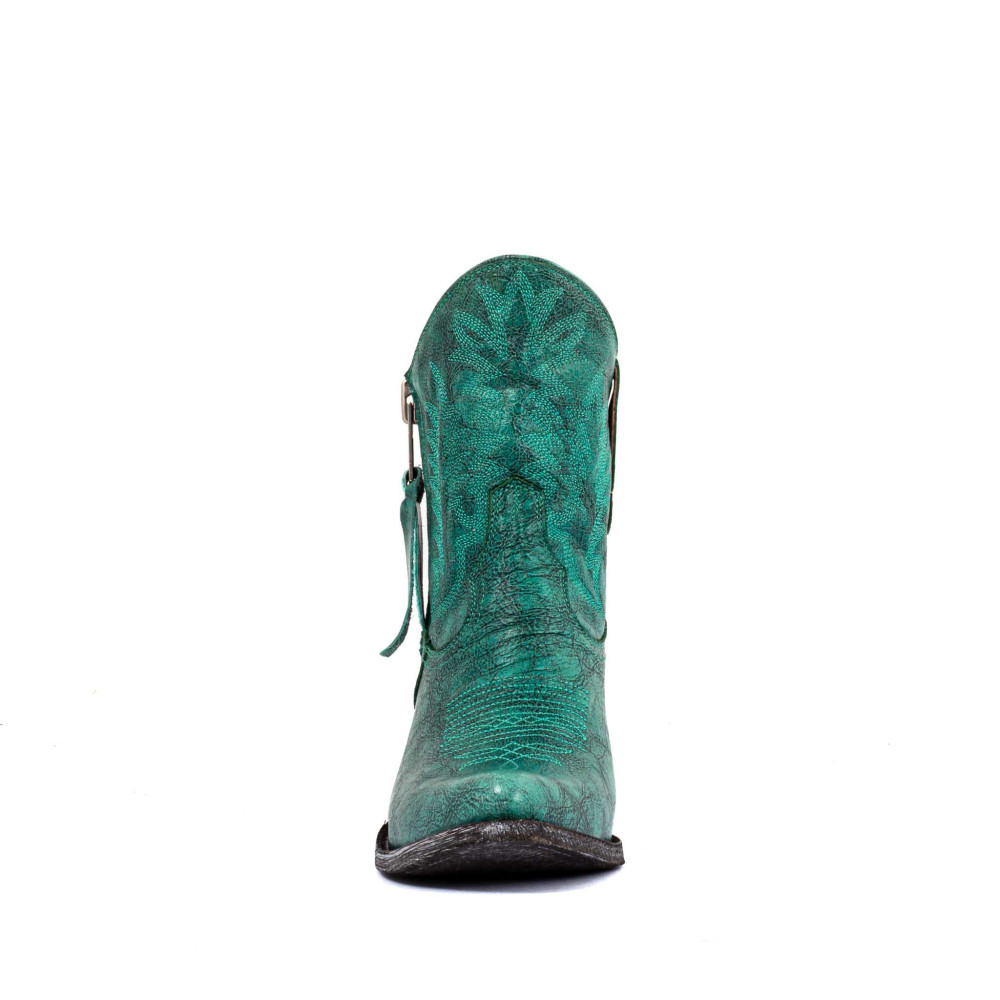 Santiags western à talon avec zip, cuir turquoise - Razz 6 turquesa - Santiags femme
