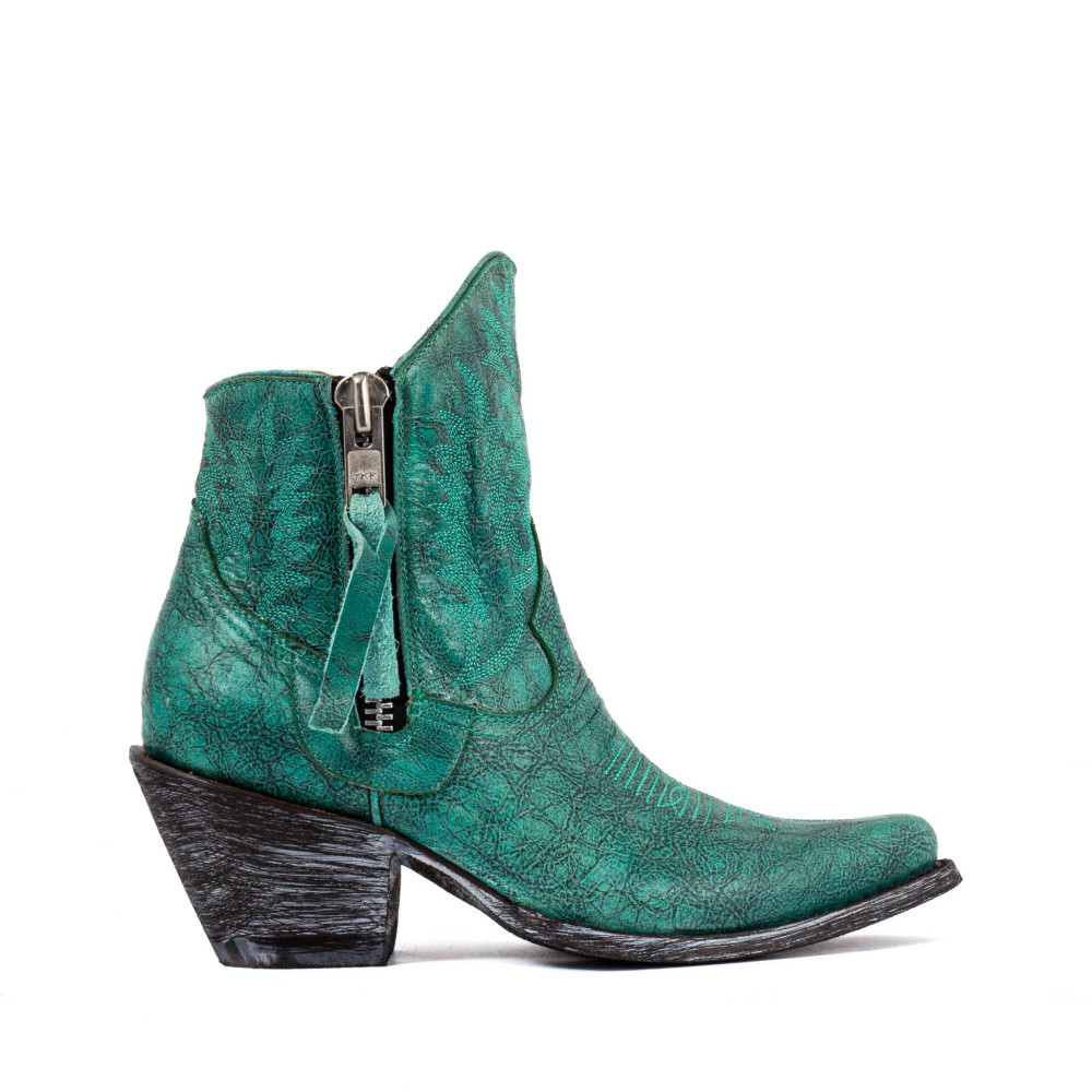 Santiags western à talon avec zip, cuir turquoise - Razz 6 turquesa - Santiags femme