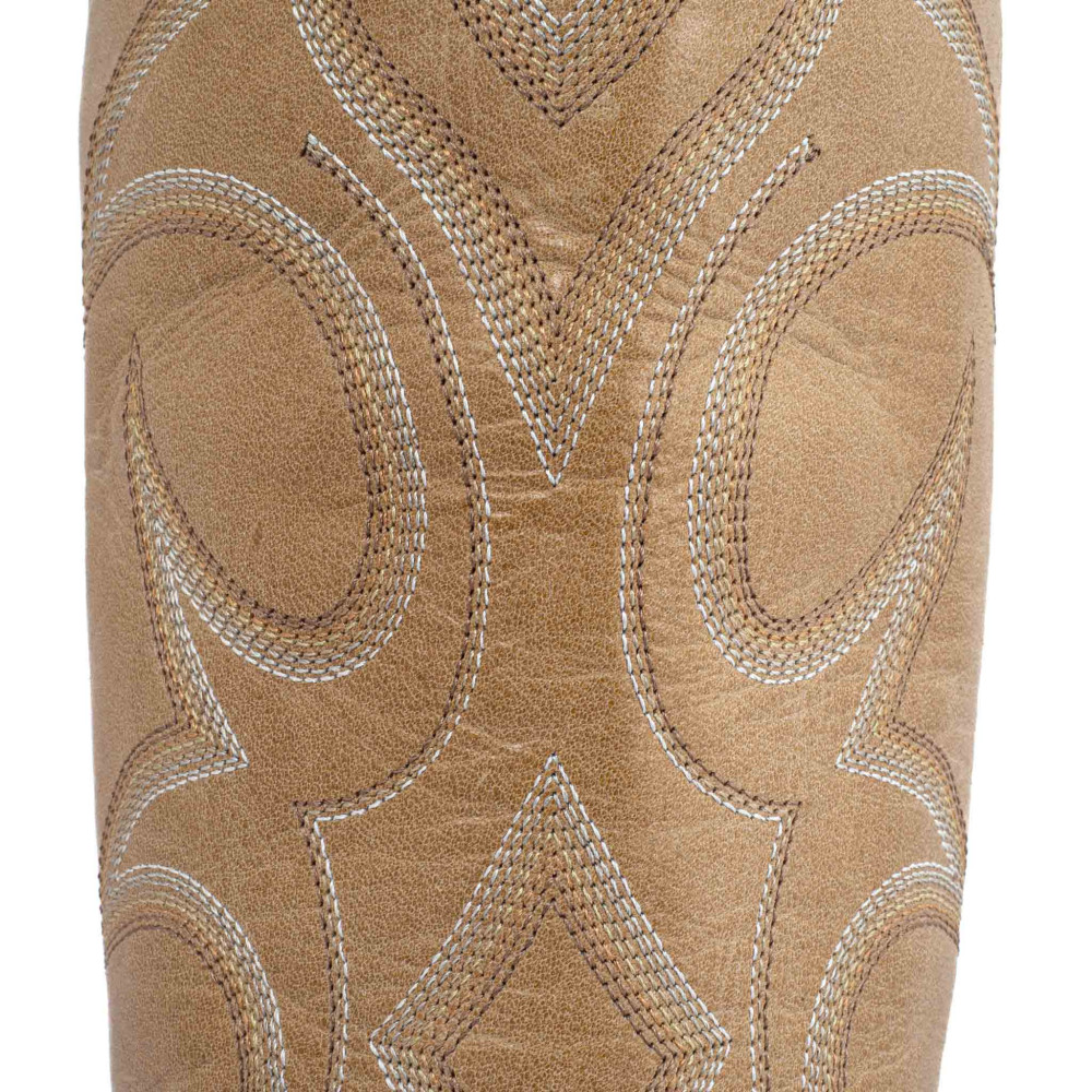 Bottes santiags beiges, surpiqures multicolores - Fantasia camel - Santiags femme