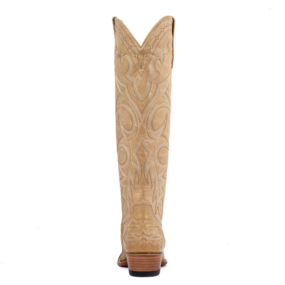 Bottes santiags beiges, surpiqures multicolores - Fantasia camel - Santiags femme