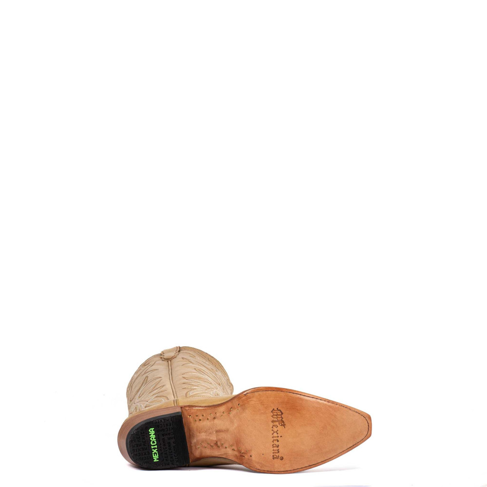 Bottes santiags beiges, surpiqures multicolores - Fantasia camel - Santiags femme