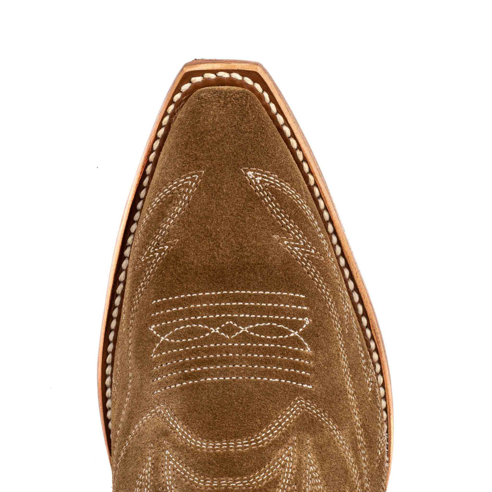 Bottes santiags en cuir suede, surpiqures multicolores - Fantasia Bentley Dijon - Santiags femme