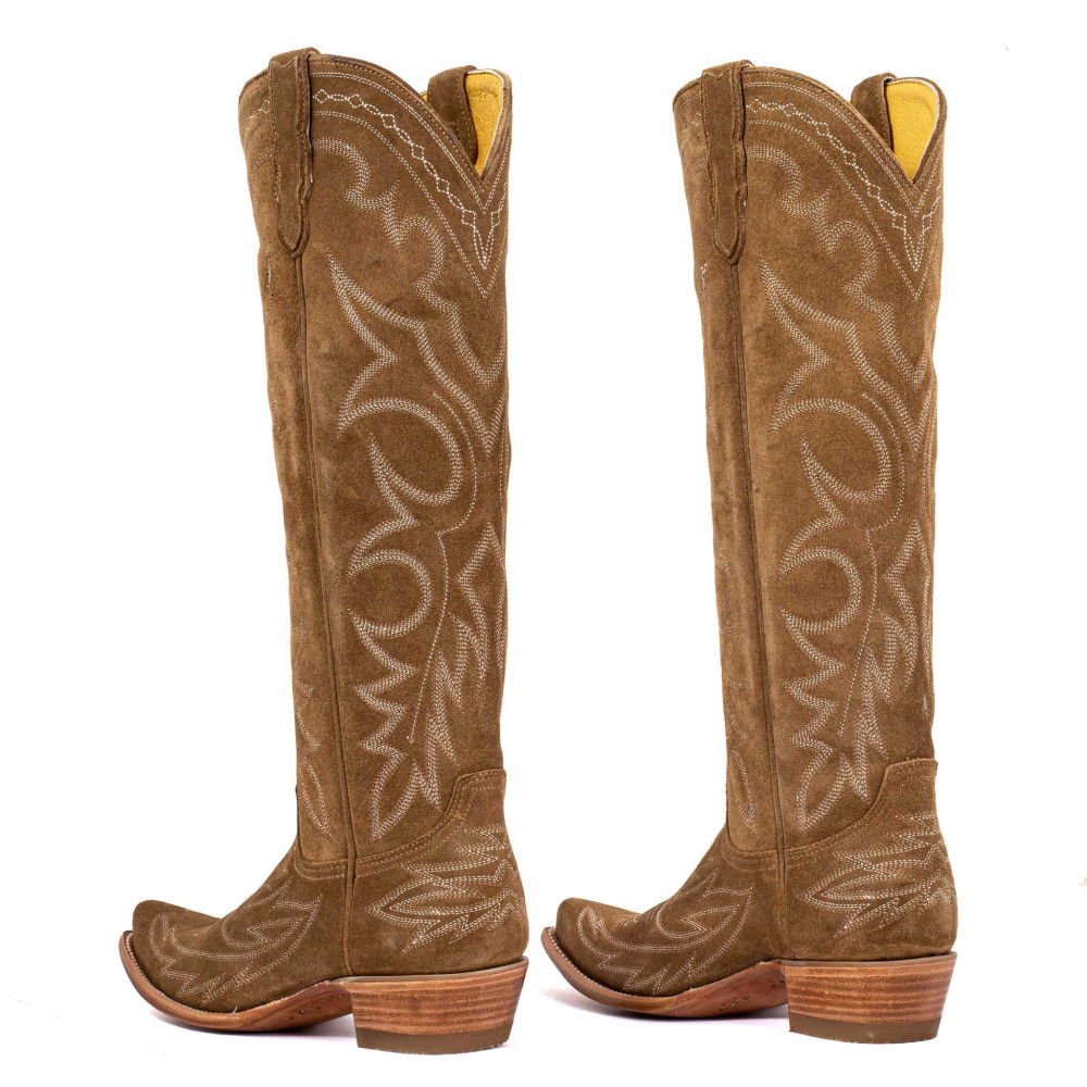 Bottes santiags en cuir suede, surpiqures multicolores - Fantasia Bentley Dijon - Santiags femme