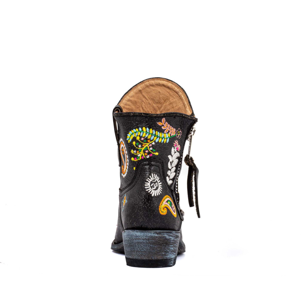 Bottines santiags noires brodées | Bombay black - Santiags femme