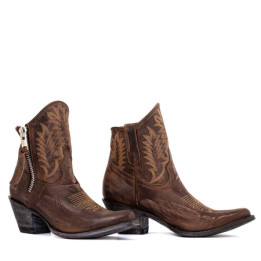 Santiags western à talon avec zip, cuir chocolat - Razz 6 chocolat - Santiags femme