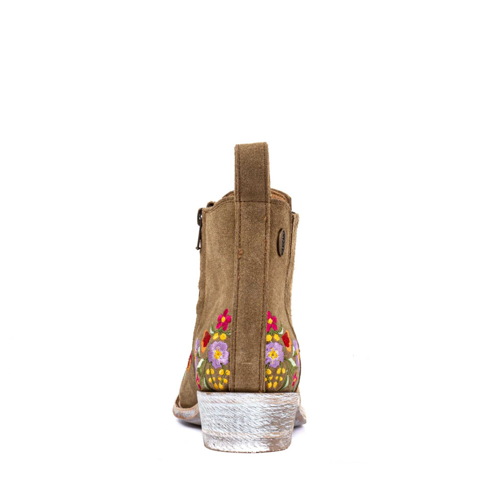Boots western avec broderies florales  - Frida tan - Santiags femme
