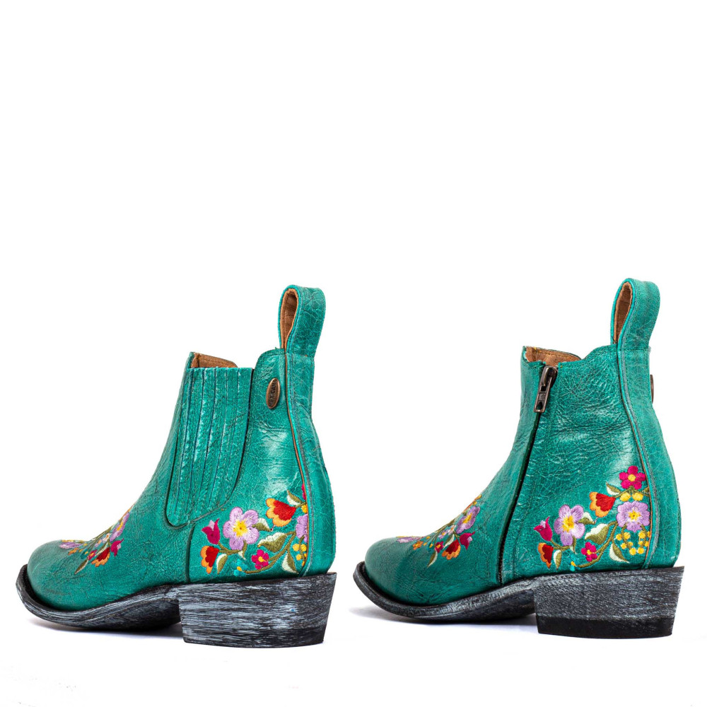 Boots western avec broderies florales  - Frida sonora - Santiags femme