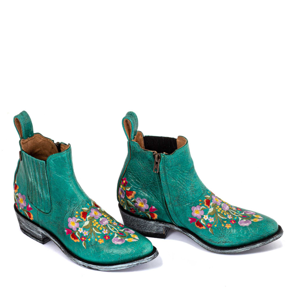 Boots western avec broderies florales  - Frida sonora - Santiags femme
