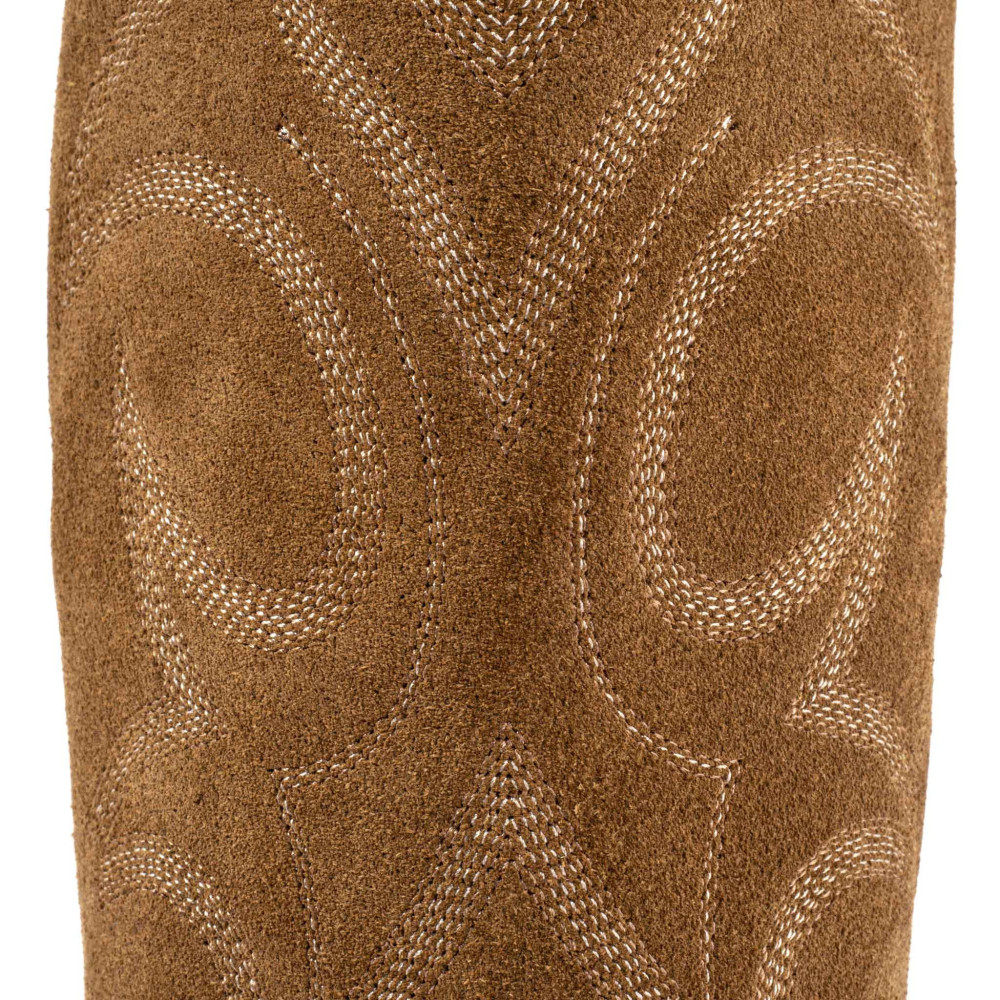 Bottes santiags en cuir suede, surpiqures multicolores - Fantasia Bentley Dijon - Santiags femme