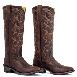 Bottes santiags a bouts ronds avec broderies western - Polo 14 brown - Santiags femme
