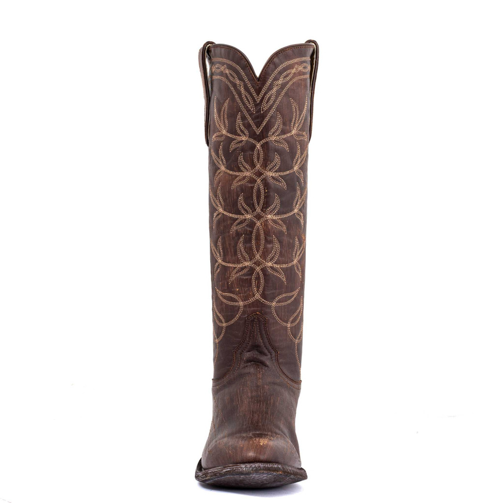 Bottes santiags a bouts ronds avec broderies western - Polo 14 brown - Santiags femme