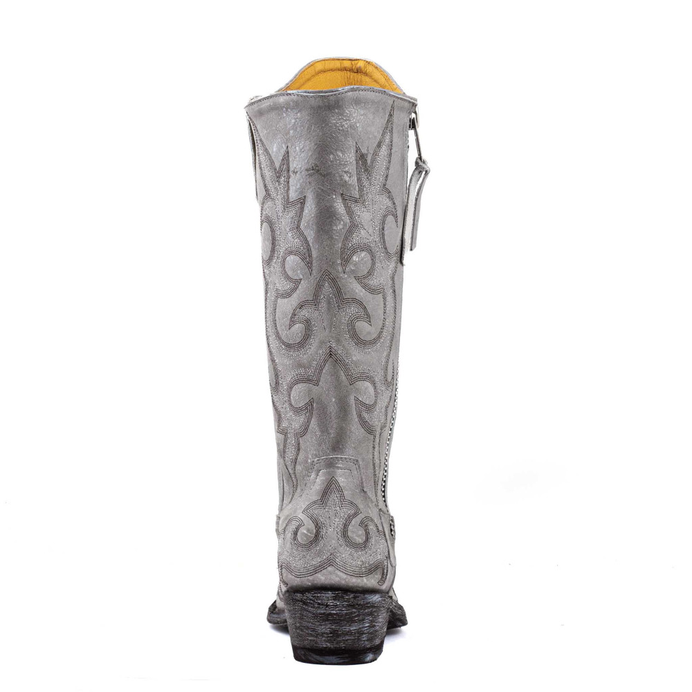 Bottes brillantes en cuir argenté avec zip - Maguey nacar - Santiags femme