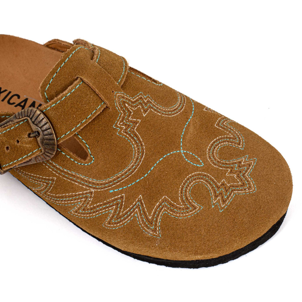 Sabots western - Bahia suede camel - Sabots femme