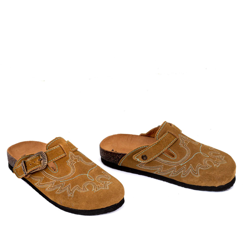 Sabots western - Bahia suede camel - Sabots femme