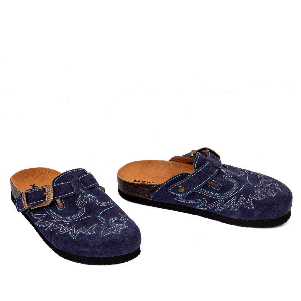 Sabots western - Bahia suede navy - Sabots femme