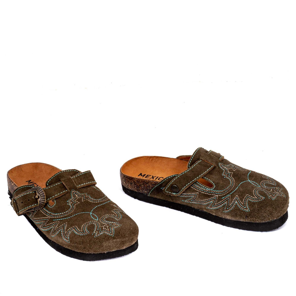 Sabots western - Bahia suede military - Sabots femme