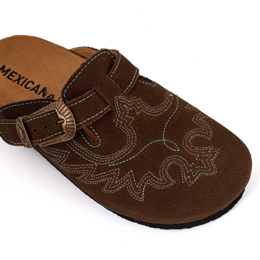 Sabots western - Bahia suede tobacco - Sabots femme