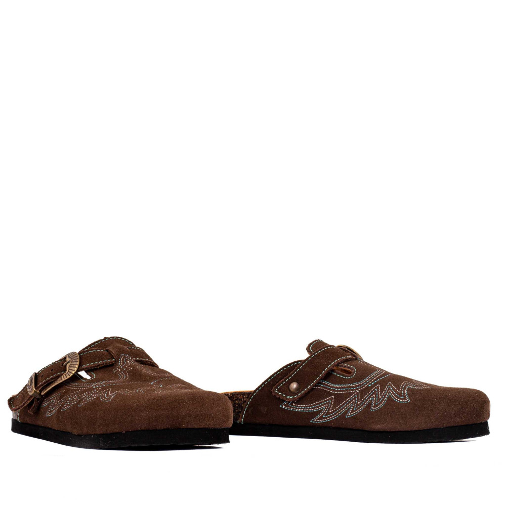 Sabots western - Bahia suede tobacco - Sabots femme