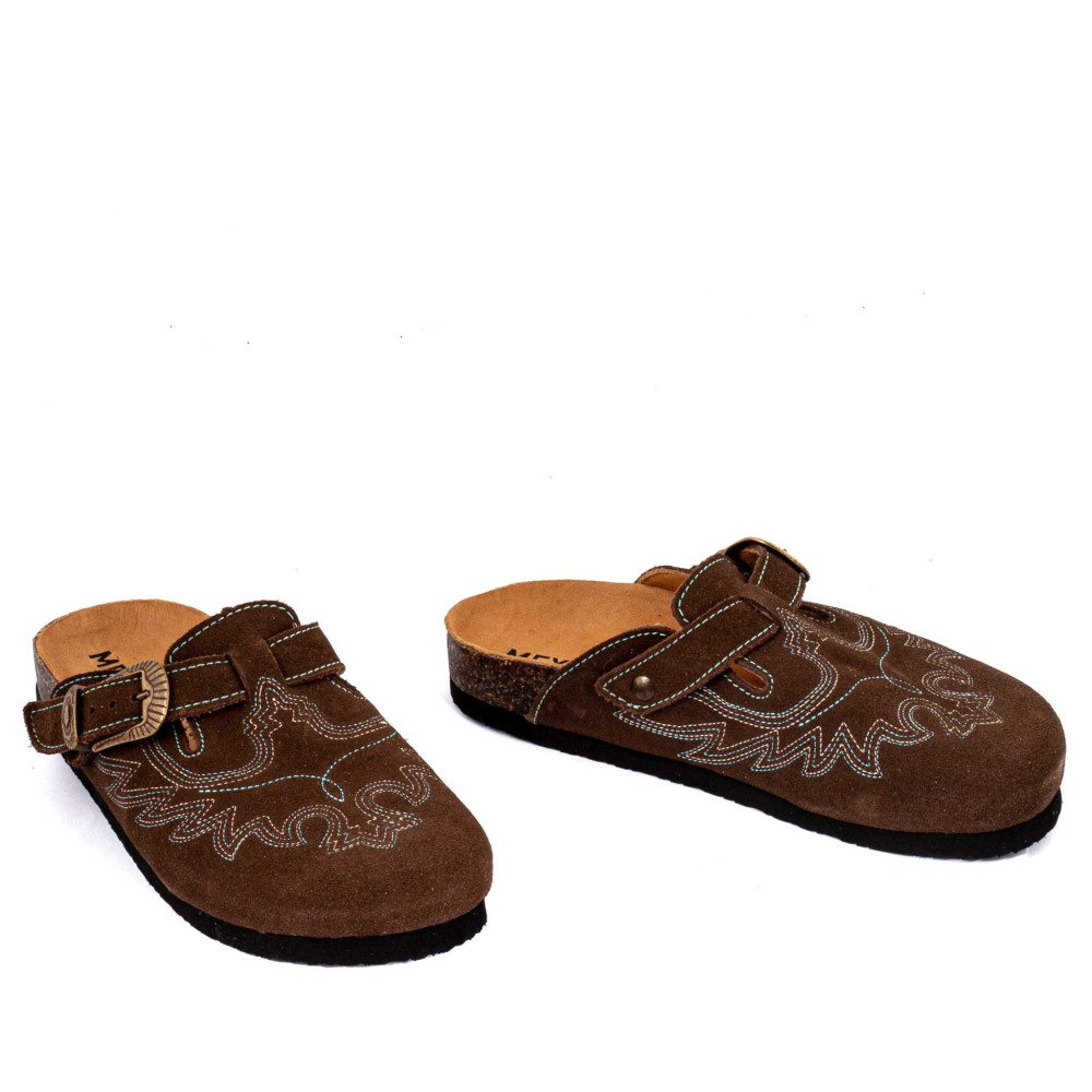 Cowboy clogs - Bahia suede tobacco - Women