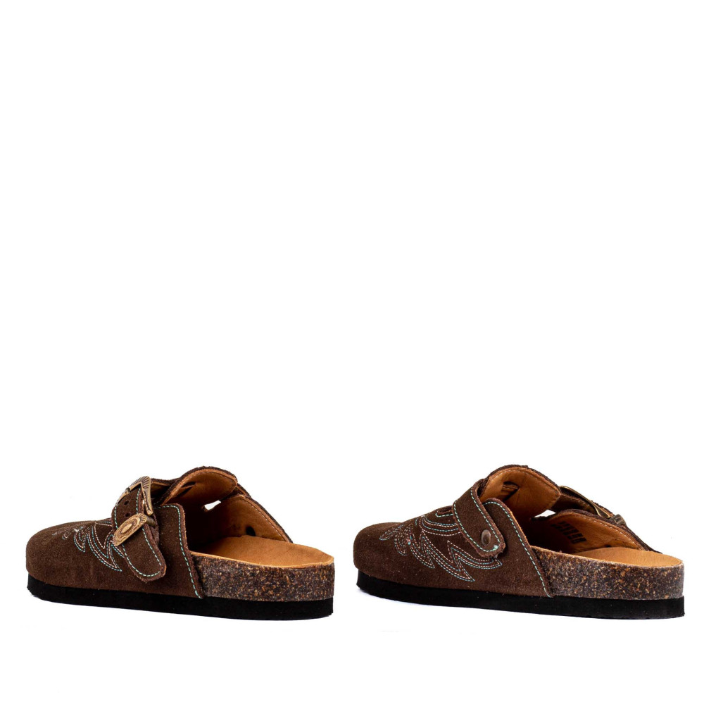 Sabots western - Bahia suede tobacco - Sabots femme
