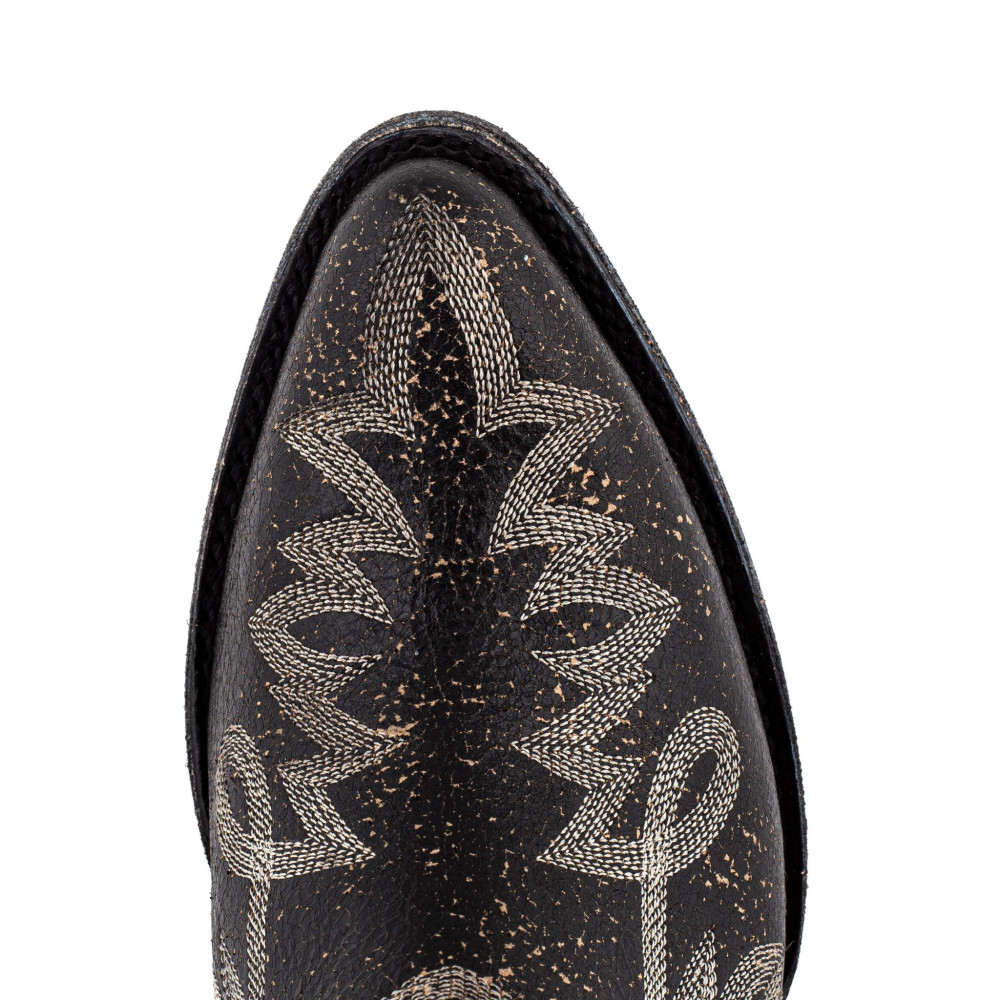 Sabots western en cuir noir craquelé - Tulum black - Santiags femme