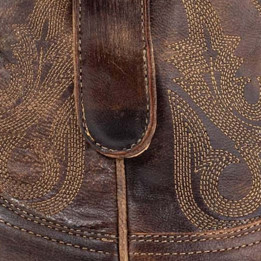 Low boots marron en cuir avec zip - Stitched ocre - Santiags femme