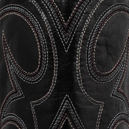 Bottes santiags en cuir noir lisse, surpiqures multicolores - Fantasia black - Santiags femme