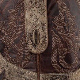 Low boots bicolores en cuir avec zip - Stitched crack brass - Santiags femme