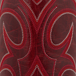 Bottes santiags en cuir rouge, surpiqures multicolores - Fantasia red - Santiags femme